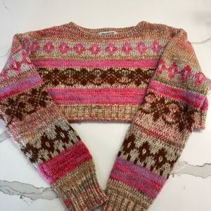 Urban Outfitters Cropped Colorful Patterned Women's Sweater